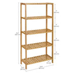 SONGMICS Scaffale in bambù, Scaffalatura a 5 Ripiani, Multifunzionale, per Ingresso, Bagno, 26 x 60 x 130 cm