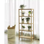 SONGMICS Scaffale in bambù, Scaffalatura a 5 Ripiani, Multifunzionale, per Ingresso, Bagno, 26 x 60 x 130 cm