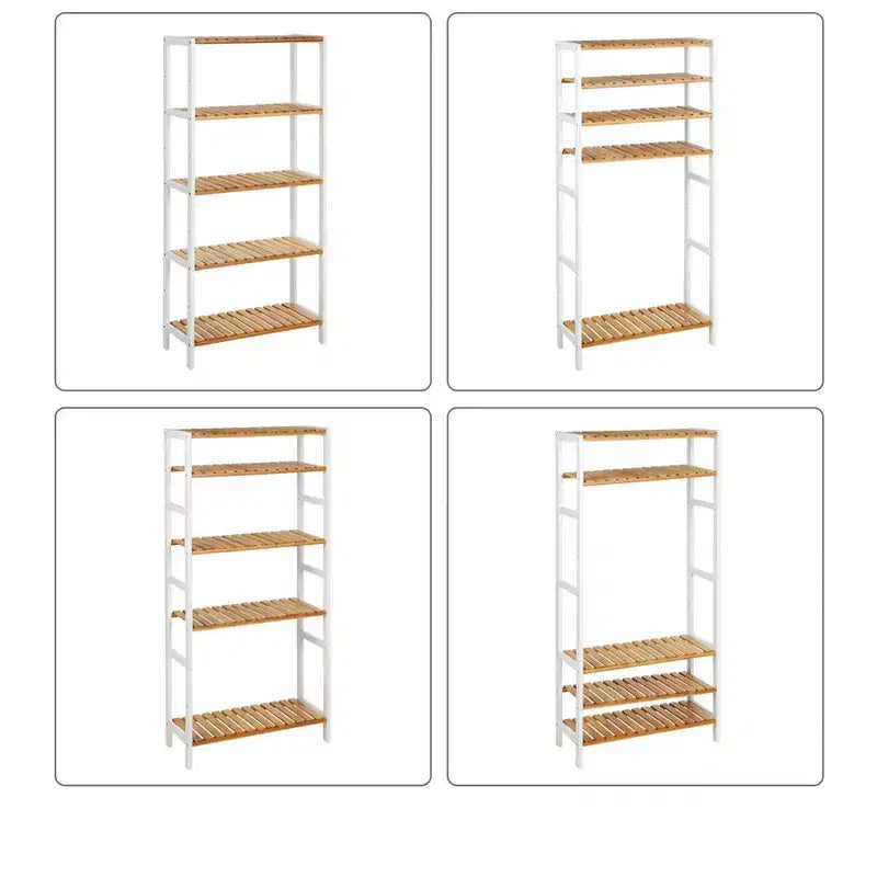 SONGMICS Scaffale in bambù, Scaffalatura a 5 Ripiani, Multifunzionale, per Ingresso, Bagno, 26 x 60 x 130 cm