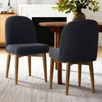 Set of 2 Modern Upholstered Dining Chairs, Linen Blend Armless Kitchen Seating with Solid Rubberwood Legs for Dining Room-Panipeachy