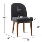 Set of 2 Modern Upholstered Dining Chairs, Linen Blend Armless Kitchen Seating with Solid Rubberwood Legs for Dining Room-Panipeachy