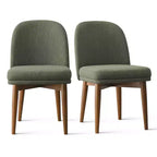 Set of 2 Modern Upholstered Dining Chairs, Linen Blend Armless Kitchen Seating with Solid Rubberwood Legs for Dining Room-Panipeachy