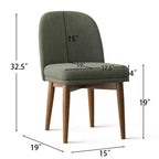 Set of 2 Modern Upholstered Dining Chairs, Linen Blend Armless Kitchen Seating with Solid Rubberwood Legs for Dining Room-Panipeachy