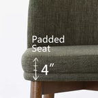 Set of 2 Modern Upholstered Dining Chairs, Linen Blend Armless Kitchen Seating with Solid Rubberwood Legs for Dining Room-Panipeachy