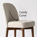 Set of 2 Modern Upholstered Dining Chairs, Linen Blend Armless Kitchen Seating with Solid Rubberwood Legs for Dining Room-Panipeachy
