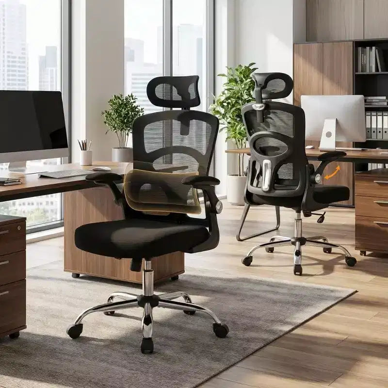 Ergonomic High-Back Mesh Office Chair with Headrest & Lumbar Support, Adjustable Swivel Desk Chair for Home Office