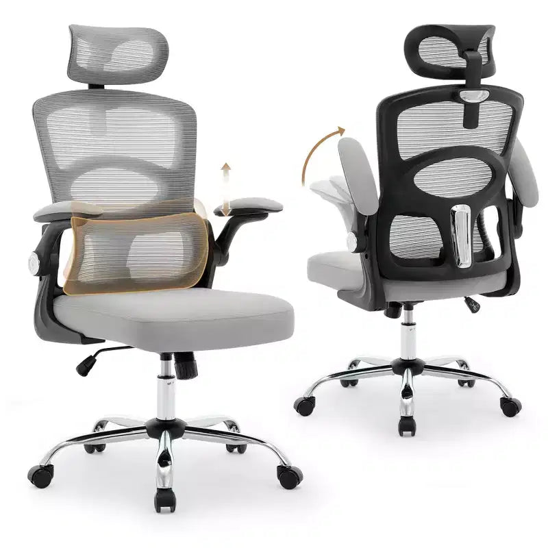 Ergonomic High-Back Mesh Office Chair with Headrest & Lumbar Support, Adjustable Swivel Desk Chair for Home Office