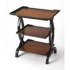 HomeRoots 29 Cherry Manufactured Wood Rectangular End Table With Two Shelves