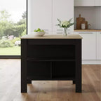HomeRoots Isola da cucina da 41" nera e naturale con contenitore