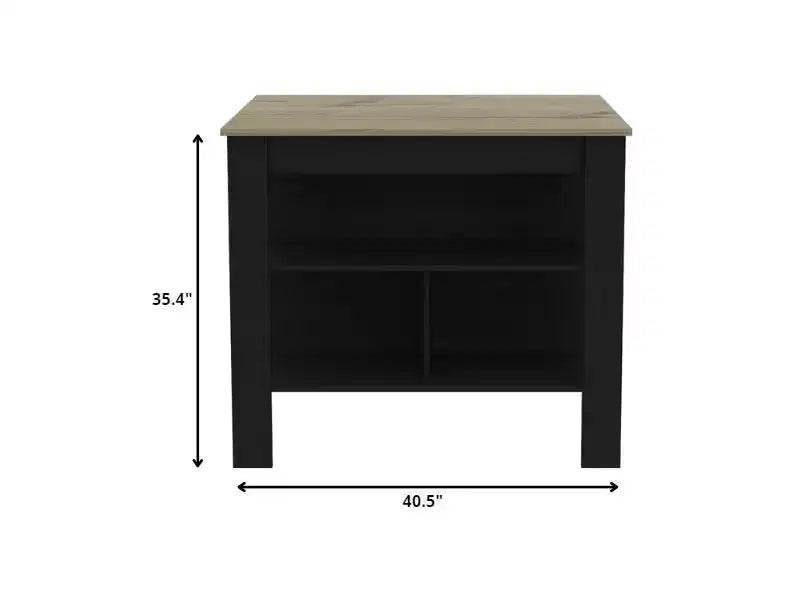 HomeRoots Isola da cucina da 41" nera e naturale con contenitore