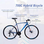 NAYSAYE Bicicletta 27.5 3x8/24 Velocità Bici Ibrida Freni a Disco Telaio in Alluminio Junior Senior per Uomini e Donne Ciclismo Urbano, 67.32*14.56*39.37