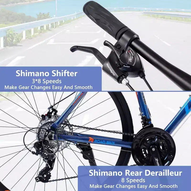 NAYSAYE Bicicletta 27.5 3x8/24 Velocità Bici Ibrida Freni a Disco Telaio in Alluminio Junior Senior per Uomini e Donne Ciclismo Urbano, 67.32*14.56*39.37