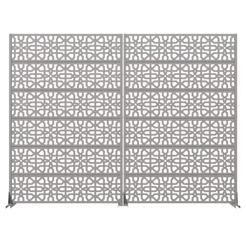 MAYEERTY Perilla 01 Gray Galvanized Steel Room Divider, 72x47x16, 6-Piece Double-Sided Home Screen