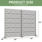 MAYEERTY Perilla 01 Gray Galvanized Steel Room Divider, 72x47x16, 6-Piece Double-Sided Home Screen