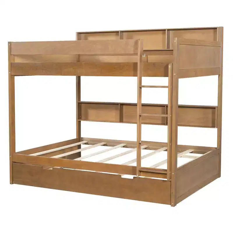 Letto a castello Whisen Full over Full e struttura letto con letto estraibile e vano contenitore integrato