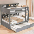 Letto a castello Whisen Full over Full e struttura letto con letto estraibile e vano contenitore integrato