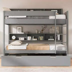 Letto a castello Whisen Full over Full e struttura letto con letto estraibile e vano contenitore integrato