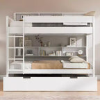 Letto a castello Whisen Full over Full e struttura letto con letto estraibile e vano contenitore integrato
