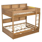 Letto a castello Whisen Full over Full e struttura letto con letto estraibile e vano contenitore integrato