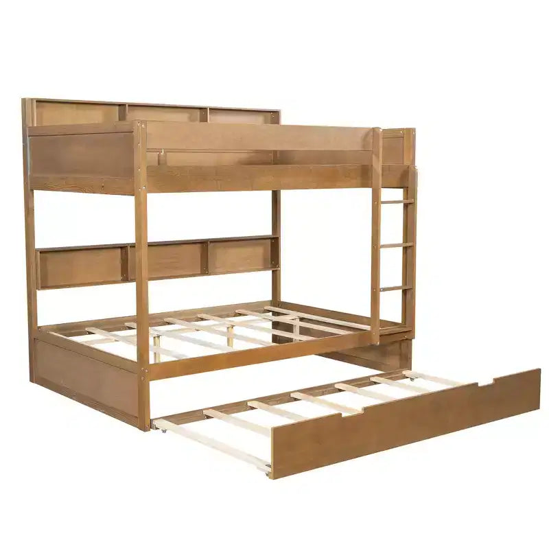 Letto a castello Whisen Full over Full e struttura letto con letto estraibile e vano contenitore integrato