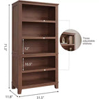 71 Farmhouse Bookshelf with Adjustable Shelves & 31.5 Inch Width, 5-Tier Tall Bookcase with Wood Legs, Rustic Book Shelf for Living Room & Office