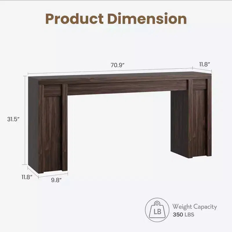 Consolle da Ingresso in Stile Rustico da 180 cm - Tavolo Lungo da Divano, Tavolo da Ingresso per Soggiorno e Foyer, Noce