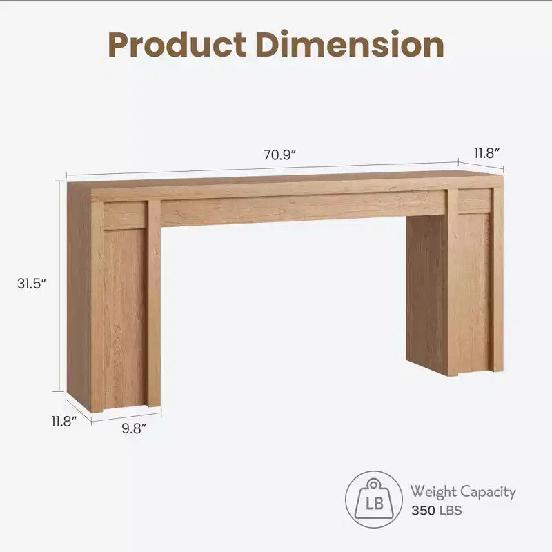 Consolle da Ingresso in Stile Rustico da 180 cm - Tavolo Lungo da Divano, Tavolo da Ingresso per Soggiorno e Foyer, Noce
