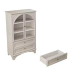 JVNOXK 52.17 Inch Tall Glass Door Display Cabinet with Storage, 2 Drawers and Adjustable Shelves, for Living Room and Bedroom, White