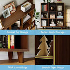 Libreria a 9 Scomparti in Stile Mid-Century Moderno - Organizzatore di Archiviazione a Cubi in Legno Marrone Rustico con Gambe Antiribaltamento per Soggiorno/Ufficio (9 Cubi, Marrone Retrò)