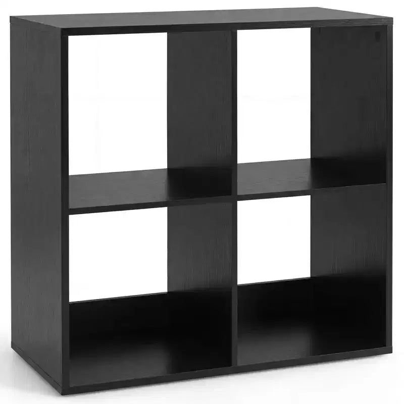 Costway 4-Cube Open Bookshelf with Anti-tip Kits Home Modern Style Storage Shelf for Study Black/White/Natural/Brown