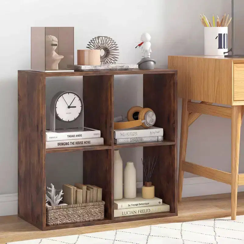 Costway 4-Cube Open Bookshelf with Anti-tip Kits Home Modern Style Storage Shelf for Study Black/White/Natural/Brown