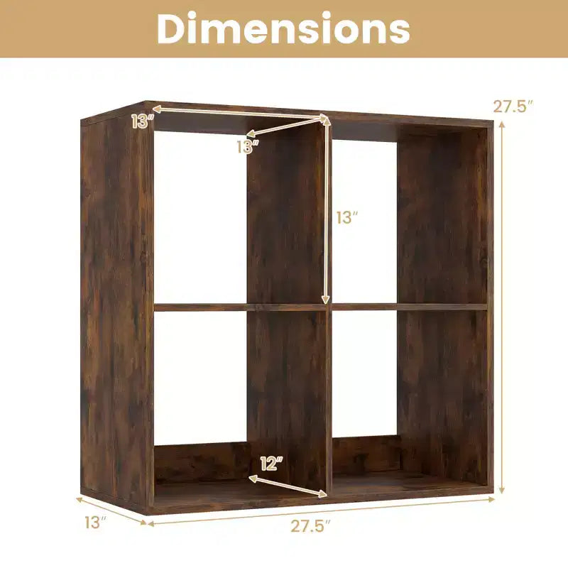 Costway 4-Cube Open Bookshelf with Anti-tip Kits Home Modern Style Storage Shelf for Study Black/White/Natural/Brown