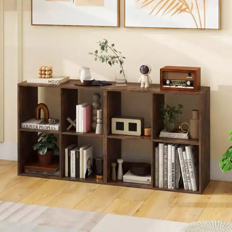 Costway 4-Cube Open Bookshelf with Anti-tip Kits Home Modern Style Storage Shelf for Study Black/White/Natural/Brown