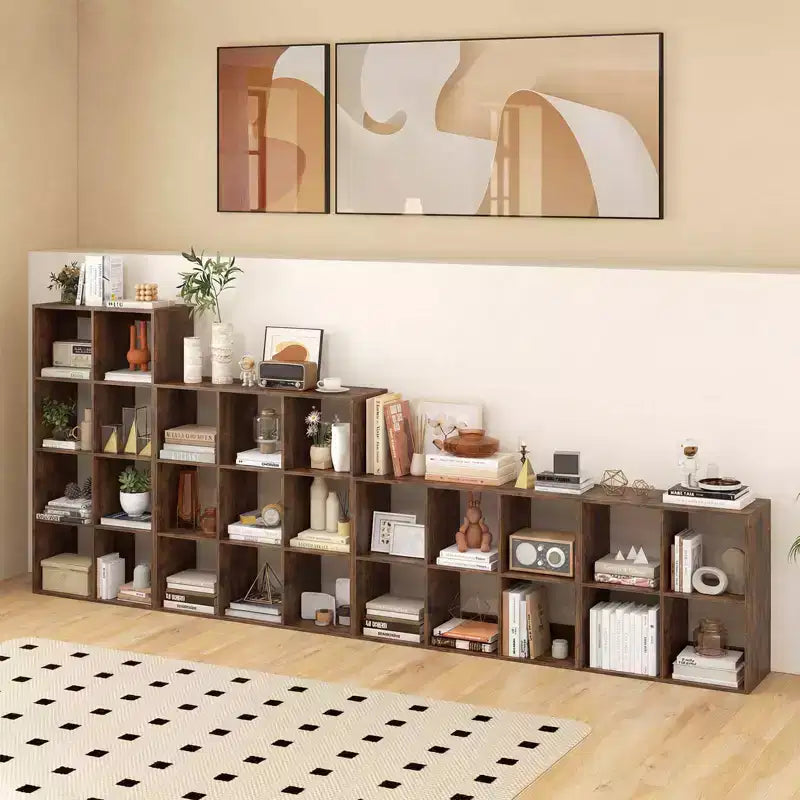 Costway 4-Cube Open Bookshelf with Anti-tip Kits Home Modern Style Storage Shelf for Study Black/White/Natural/Brown