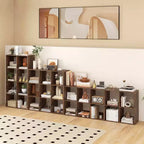 Costway 4-Cube Open Bookshelf with Anti-tip Kits Home Modern Style Storage Shelf for Study Black/White/Natural/Brown