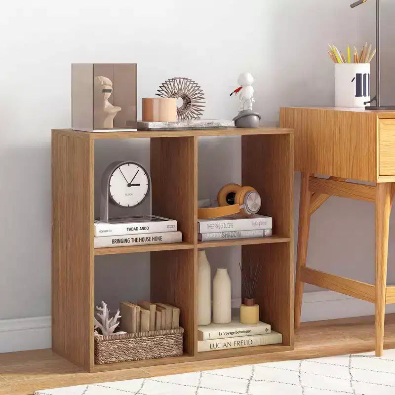 Costway 4-Cube Open Bookshelf with Anti-tip Kits Home Modern Style Storage Shelf for Study Black/White/Natural/Brown