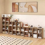 Costway 4-Cube Open Bookshelf with Anti-tip Kits Home Modern Style Storage Shelf for Study Black/White/Natural/Brown