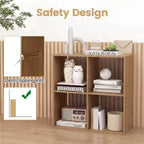 Costway 4-Cube Open Bookshelf with Anti-tip Kits Home Modern Style Storage Shelf for Study Black/White/Natural/Brown