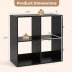 Costway 4-Cube Open Bookshelf with Anti-tip Kits Home Modern Style Storage Shelf for Study Black/White/Natural/Brown
