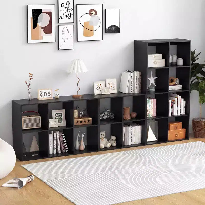 Costway 4-Cube Open Bookshelf with Anti-tip Kits Home Modern Style Storage Shelf for Study Black/White/Natural/Brown