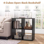 Costway 4-Cube Open Bookshelf with Anti-tip Kits Home Modern Style Storage Shelf for Study Black/White/Natural/Brown