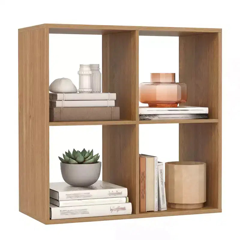 Costway 4-Cube Open Bookshelf with Anti-tip Kits Home Modern Style Storage Shelf for Study Black/White/Natural/Brown