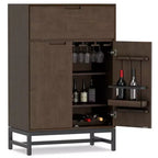 Devlin SOLID HARDWOOD 32 inch Wide Rectangle Modern Industrial Bar Cabinet in Walnut Brown