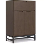 Devlin Mobile Bar Moderno Industriale in Legno Massello di Noce da 32 Pollici di Larghezza