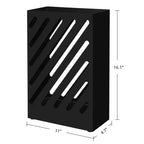 SONGMICS Portaombrelli in Metallo, Porta Ombrelli Rettangolare, con Vassoio di Raccolta Acqua Rimovibile, 4 Ganci, Design Traforato, per Ingresso, Ufficio, Nero