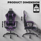 Ora Maison Sedia da Gaming Ergonomica con Poggiapiedi e Massaggio Lombare, Sedia da Computer Girevole Regolabile in Altezza per Adulti, Capacità 136 kg, Viola