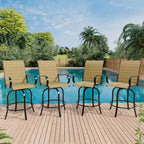 Set di 2 sgabelli da bar da esterno girevoli a 360°, sedie alte da esterno con braccioli, telaio in metallo resistente alle intemperie per patio, prato, giardino