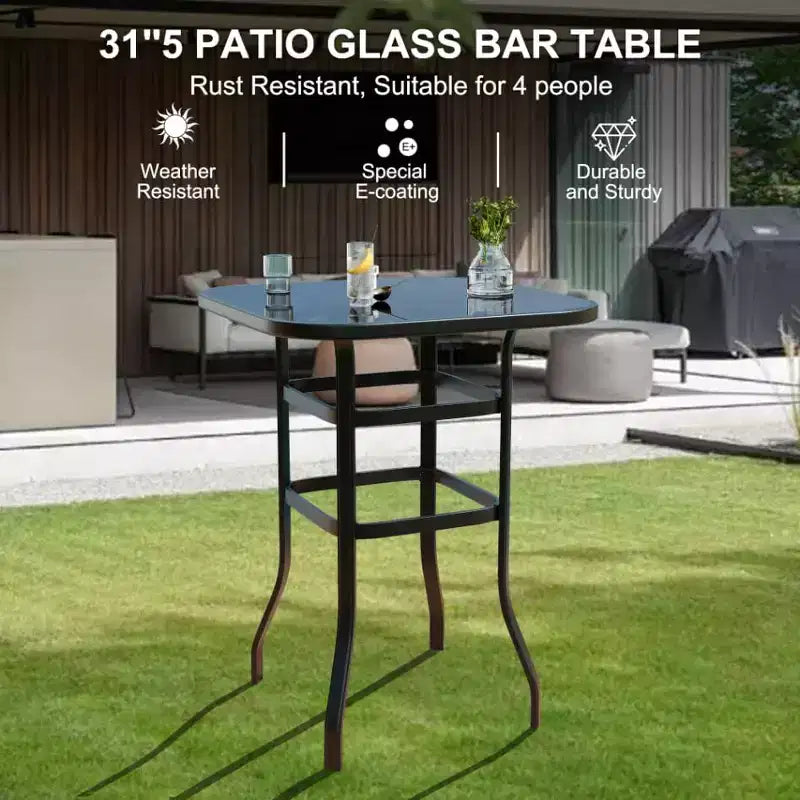Set di 2 sgabelli da bar da esterno girevoli a 360°, sedie alte da esterno con braccioli, telaio in metallo resistente alle intemperie per patio, prato, giardino