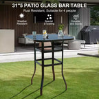 Set di 2 sgabelli da bar da esterno girevoli a 360°, sedie alte da esterno con braccioli, telaio in metallo resistente alle intemperie per patio, prato, giardino