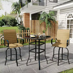 Set di 2 sgabelli da bar da esterno girevoli a 360°, sedie alte da esterno con braccioli, telaio in metallo resistente alle intemperie per patio, prato, giardino